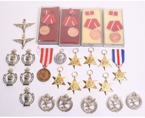 Selection of Military Medals & Badges, consisting of four East German (D.D.R) medals, Polish armed forces medal, 8x modern re