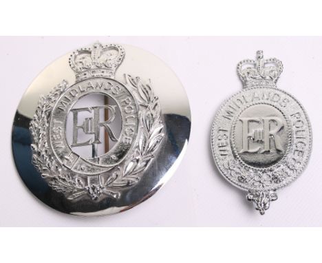 West Midlands Police Pipe Band Broach, Queens crown chrome plated, EIIR centre, broach fixing, plus West Midlands police brid