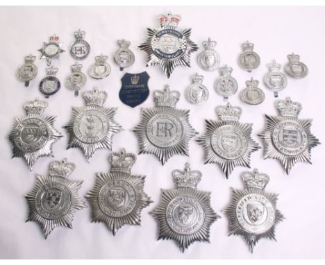 Quantity of Obsolete British Police Helmet Plates/Cap Badges all being EIIR period, Various forces including,  3 x Derbyshire