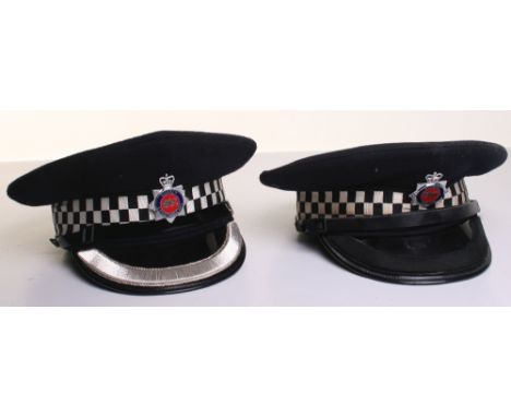 Obsolete EIIR Surrey Constabulary Senior Officers Peaked Cap with thick silver braid to the peak, chrome and enamel cap badge