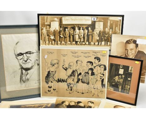 ABBEY THEATRE (DUBLIN) ARCHIVE - M.J. DOLAN, a framed cartoon featuring the Principal Players in the Production 'Noah' drawn 