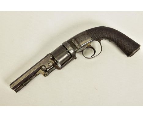 A PERCUSSION HARVEY'S PATENT 2ND MODEL REVOLVER, serial number 4104, bearing Birmingham proof marks, this improved model was 