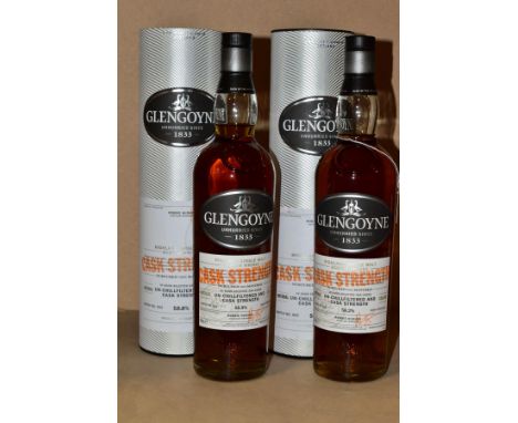 SINGLE MALT, two bottles of Glengoyne Cask Strength Single Malt Scotch Whisky, batch 003, 58.2% vol. 700ml, batch 004, 58.8% 