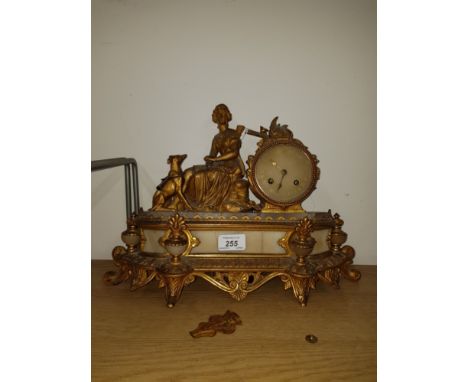 DIANA THE HUNTRESS ANTIQUE MANTLE CLOCK SAS