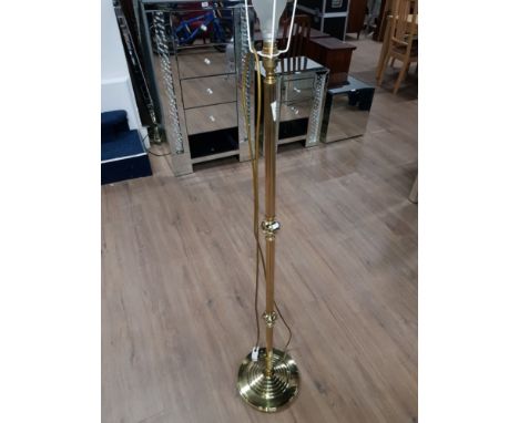 A BRASS STANDARD LAMP NO SHADE