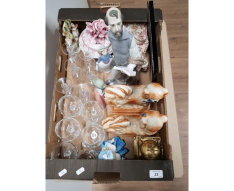 BOX OF ASSORTED PIECES INCLUDING NAO FIGURES ETC