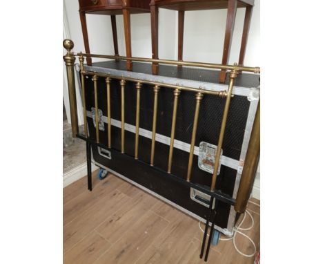 A VINTAGE BRASS DOUBLE BED HEADBOARD