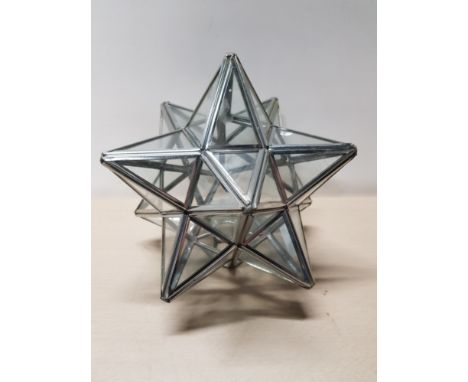 DECORATIVE GLASS AND METAL STAR SHAPED LAMP SHADE