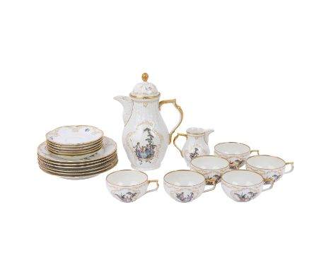 ROSENTHAL 20-tlg. Kaffee-/Teeservice 'Sanssouci Hoeroldt-Arkadien', 20. Jh. Bestehend aus 6 Teetassen mit 6 Untertassen, 6 Ku