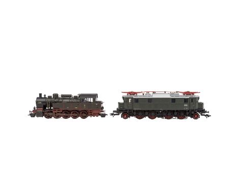 MÄRKLIN 2-tlg Konvolut Lokomotiven, Spur H0, bestehend aus der grünen E-Lok "E 17", Art.-nr. 37061 mit Anleitung, Zertifikat 