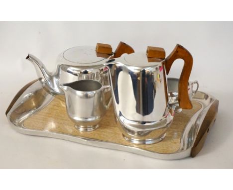 PICQUOT WARE TEA SERVICE
comprising teapot, hot water jug, sugar basin, milk jug and serving tray (5)