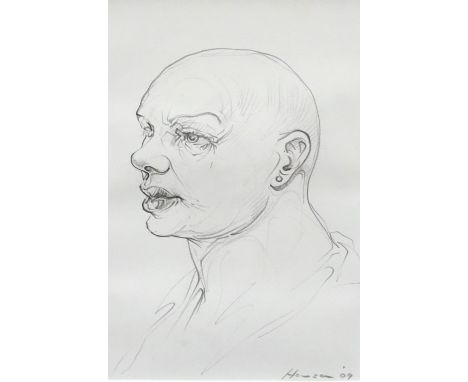 PETER HOWSON 
Study of Jade Goody, charcoal, signed and dated '09, 28 x 18.5cm