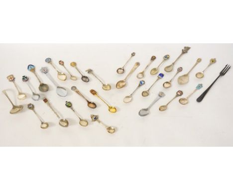 SELECTION OF SOUVENIR COLLECTOR TEA AND COFFEE SPOONS
some silver, 800 silver and silver plate, most with enamel terminals, a