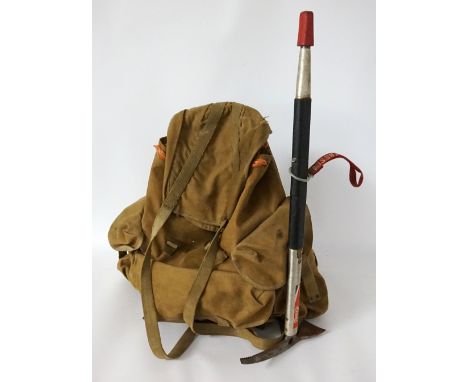 'CASSIN' ICE AXE
and a vintage canvas backpack with metal 'A' frame (2)