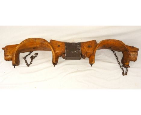 VINTAGE FRENCH ELM DOUBLE YOKE
with metal mounts, 133cm wide