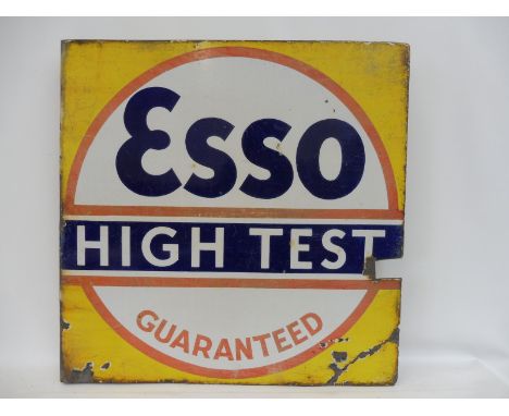 An Esso High-Test Guaranteed double sided enamel sign with hanging flange, 22 x 22".