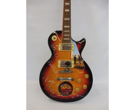 A Pink Floyd fully signed Made in the USA electric guitar bearing the name Gibson also bearing signatures of Dave Gilmour, Ro