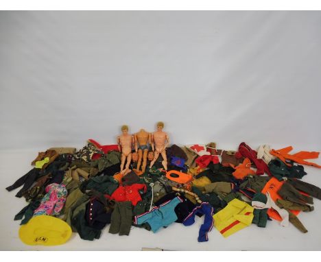A large quantity of Action Man uniforms, various eras from 1960s to 1980s, also some loose figures.