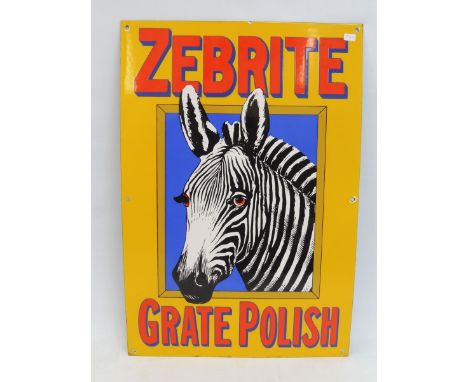 A reproduction Zebrite Grate Polish enamel sign, 14 x 20 1/2".