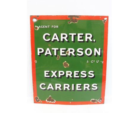 A Carter Paterson &amp; Co. Express Carriers rectangular enamel sign, 21 1/2 x 26".