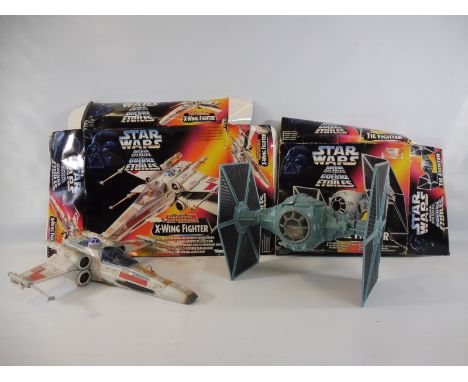 Two French issue Kenner Star Wars models, circa 1995, comprising a Tie Fighter and an X-Wing Fighter with electronic sound.