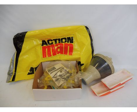 A box of Action Man to include a space capsule and others.