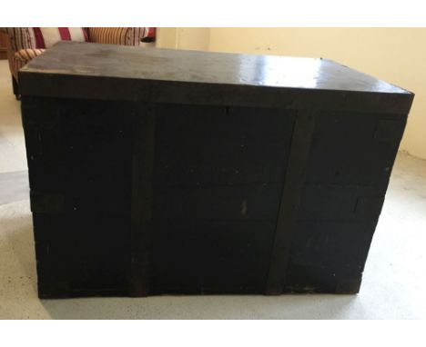 A WW1 period military trunk which belonged to Lt. Colonel W.S. Pilcher D.S.O 3rd Battalion Grenadier Guards. Of wooden constr