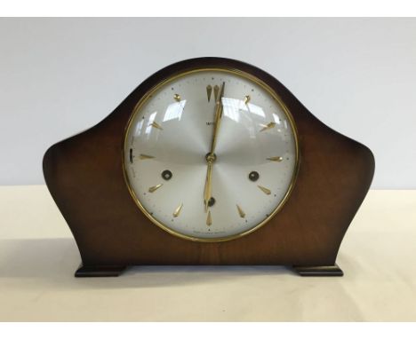 A Smiths chiming mantle clock with key & instructions. In working order.