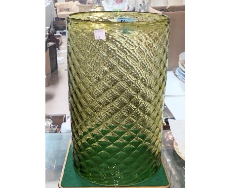 A Victorian cylindrical moulded glass light shade, 32 x 20cm 