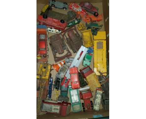 A selection of vintage diecast cars and vehicles, including some tinplate examples 