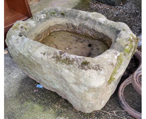 An 18th/19th century large heavy sandstone trough 60 x 52cm 