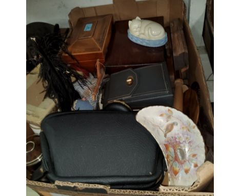 An early 19th century sarcophagus tea caddy with 2 divisions; 2 wood planes; bric-a-brac 