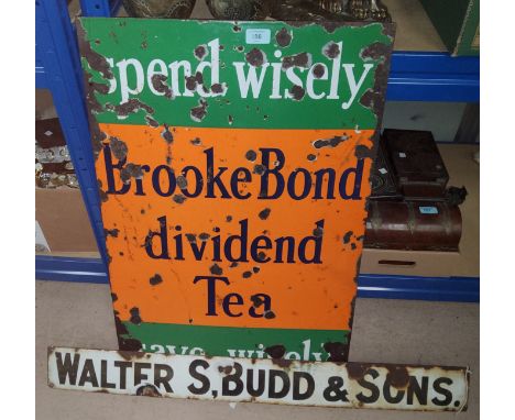 A Brooke Bond Dividend Tea enamel sign, 77 x 51cm and another enamel sign 