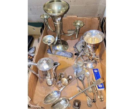 An EPNS 3-branch epergne; other plated wares 