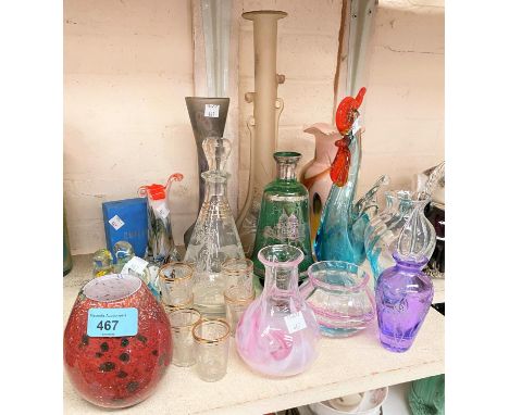 A selection of studio and other coloured glassware, Caithness etc. 