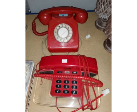 Two 1970's vintage red telephones 