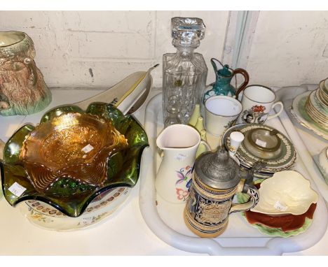 A Royal Doulton figure "Primrose Entertains"; a 1930's child's bowl; a selection of Carltonware; decorative china and glass 