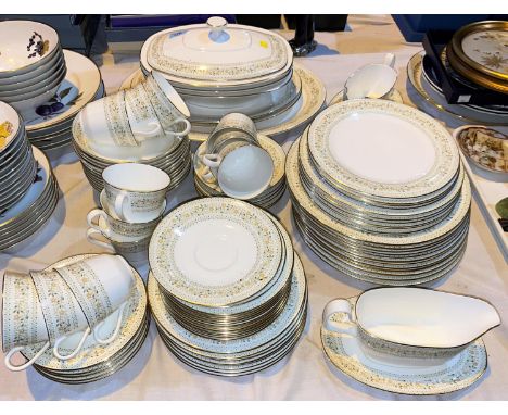 A Royal Doulton dinner and tea service Paisley pattern - 3 meat plates, 3 tureens, 2 gravy boats etc (approx 90 pieces) 