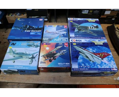 6 Die-Cast Aircraft. 4x Corgi Aviation Archive: Bristol Beaufighter TF.X RAF No. 144 Squadron 1944 1:72 scale (AA28601). Pana