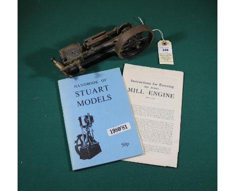 A Stuart Models Mill Engine S50. A small single cylinder engine, approx 220mm long. With related 1980s catalogue. QGC, surfac