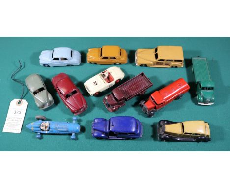 12x Dinky Toys. Including; Hillman Minx, Estate Car, Austin Somerset, Daimler, Austin taxi, Rover 75, Austin Devon, Fordson f