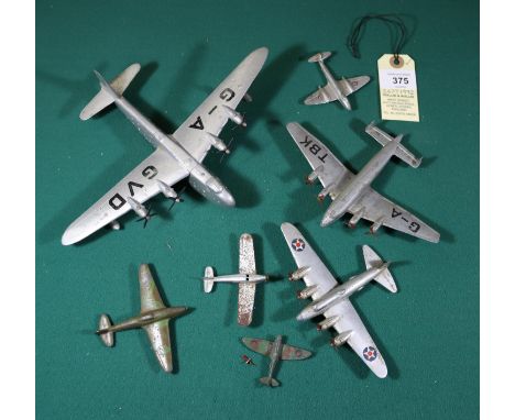 6x Dinky Toys aircraft. Including; Short Shetland Flying Boat (701), G-A GVD. Giant High Speed Monoplane (62y), G-a TBK. Long