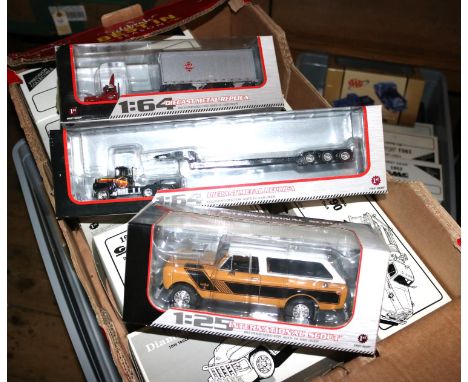 9 First Gear etc. American Trucks etc. Most 1:34 scale. 1953 Ford Pick-up, Rock Island. 1952 GMC Dry Goods Van, GMC Trucks. I