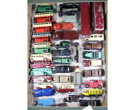 36x Dinky Toys for restoration. Including; 5x Double Deck buses. Observation coach. Luxury coach. Half-cab bus. Streamlined b