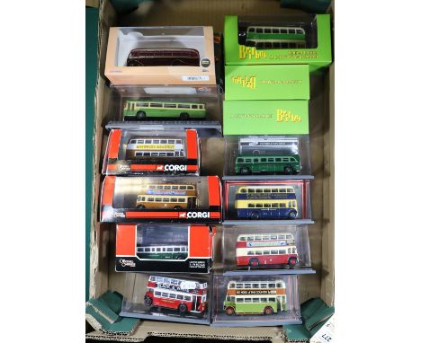 27x buses and coaches by Corgi OOC, Corgi Classics, Britbus, etc. Including; AEC Regent, B&amp;H. Bristol K Utility, Chatham.