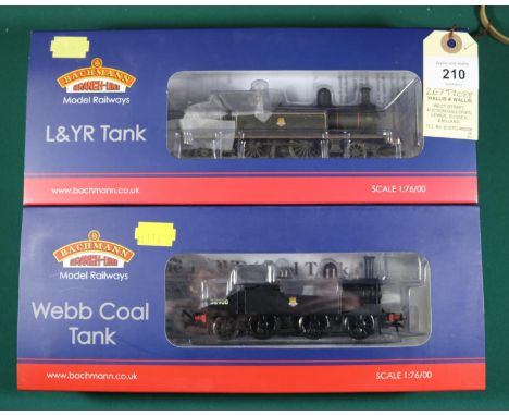 2x Bachmann Branchline 00 gauge BR locomotives. Class L&amp;YR 2-4-2T, 50795 (31-167DC) in lined black livery (weathered). We