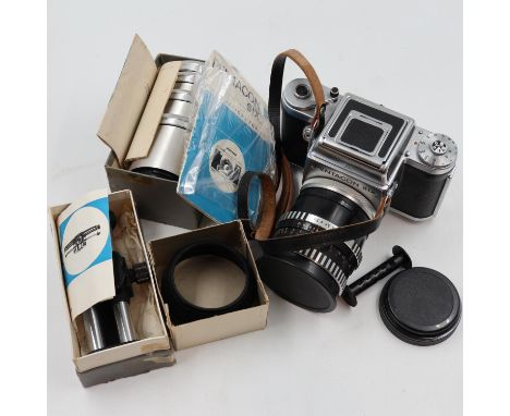Pentacon Six medium format SLR camera with instruction booklet and a Carl Zeiss Jena Biometer 2.8/120 lens. UK P&amp;P Group 