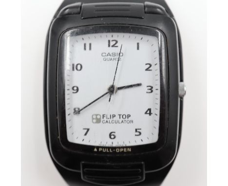 CASIO: Flip Top calculator watch, requires battery and strap. UK P&amp;P Group 1 (£16+VAT for the first lot and £2+VAT for su