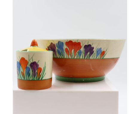 Clarice Cliff Crocus pattern fruit serving bowl. UK P&amp;P Group 2 (£20+VAT for the first lot and £4+VAT for subsequent lots