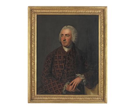 Sir Nathaniel Dance Holland, Bt. (London 1734-1811 Winchester)Portrait of Peter Delmé of Earlstoke, half-length, in an embroi